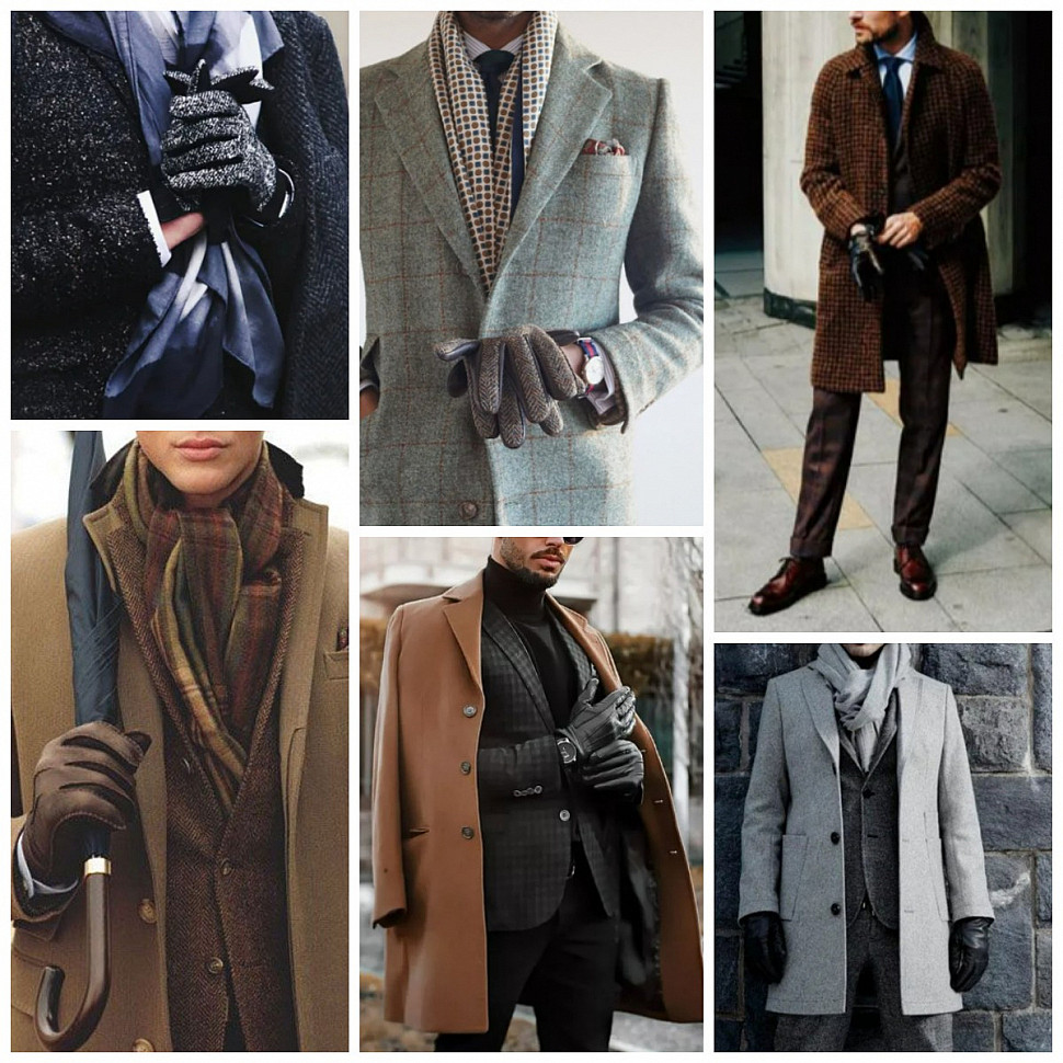 Мужские перчатки из кожи, замши, текстиля