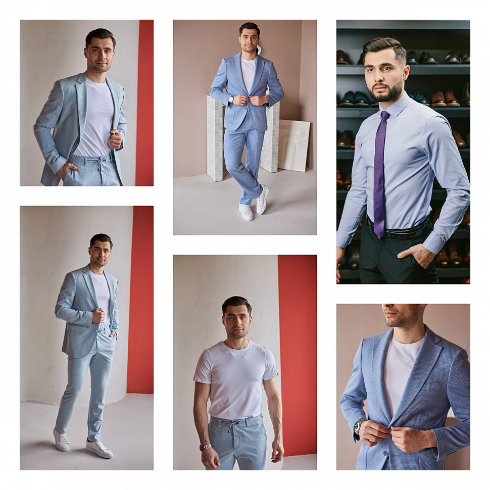 Мужской голубой костюм