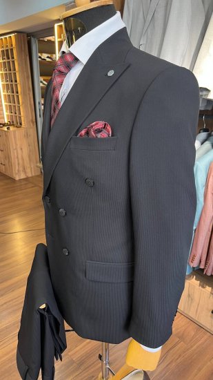 Костюм MAZALTOVMAN 2-ка Двубортный Premium Черный в полоску