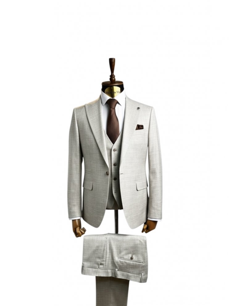 Костюм MAZALTOVMAN 3-ка Premium Бежевый в микроклетку