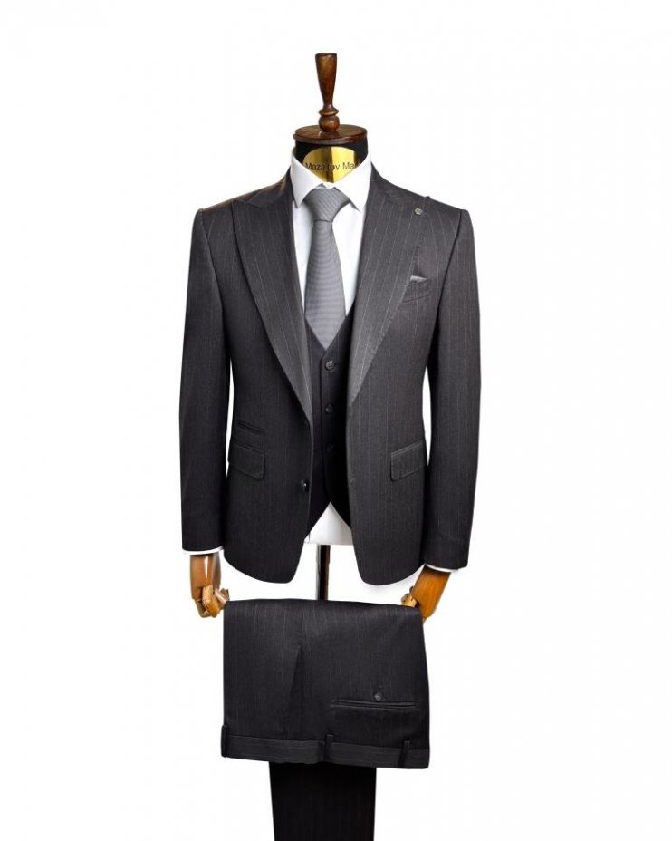 Костюм MAZALTOVMAN 3-ка Premium Темно-бордовый в полоску