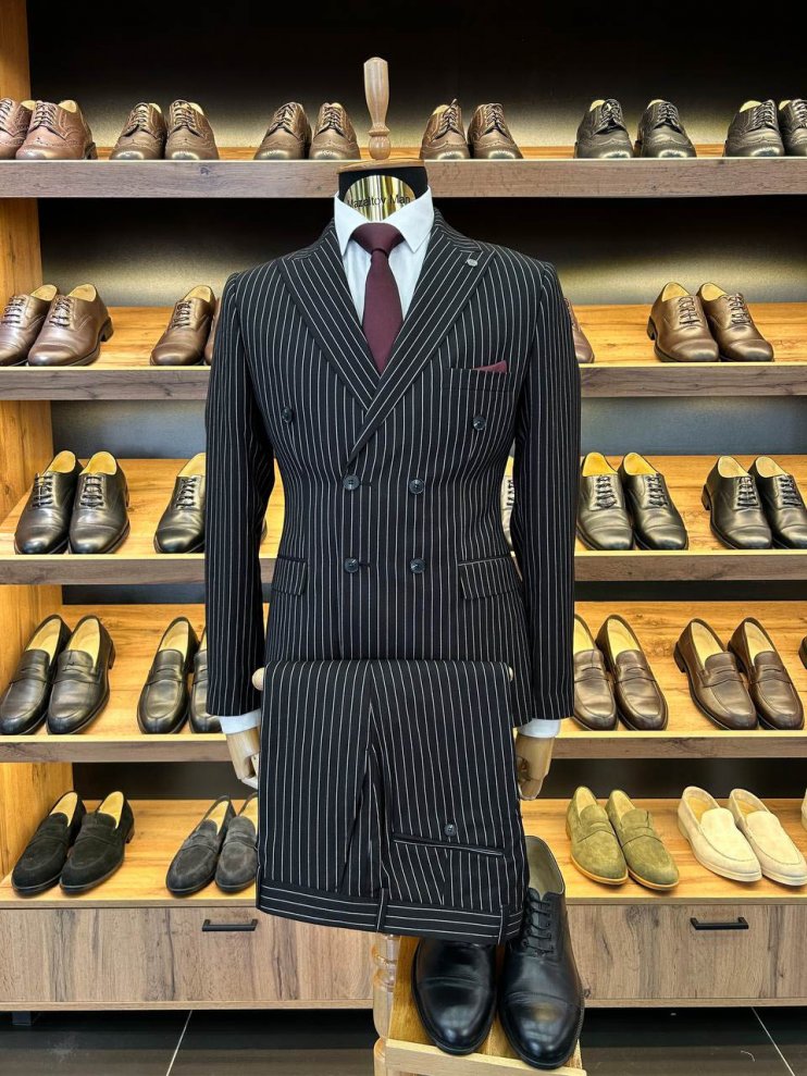 Костюм MIR 2-ка Двубортный Черный в полоску