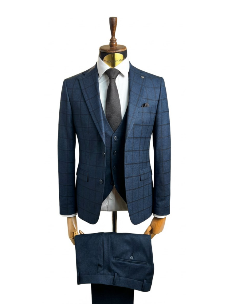 Костюм MAZALTOVMAN 3-ка Premium Синий в клетку