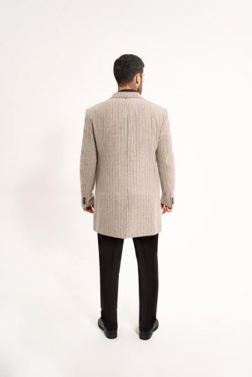 Пальто MAZALTOVMAN Premium Бежевое в полоску