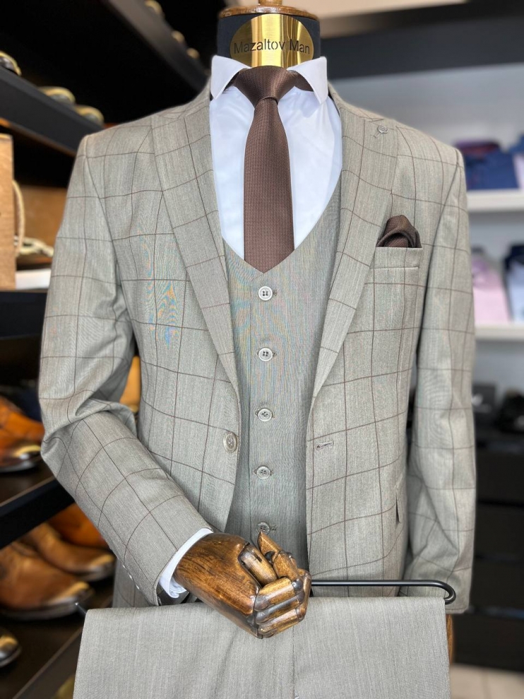 Костюм DOV 3-ка Коричневый в клетку