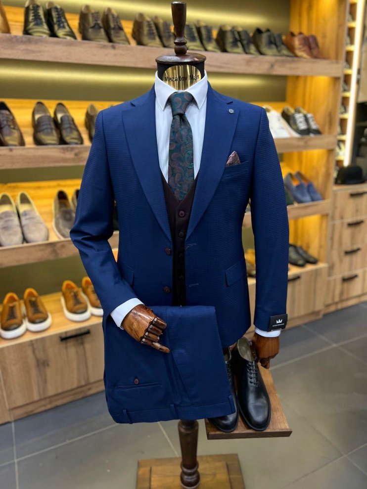 Костюм MAZALTOVMAN 3-ка Premium Синий в клетку