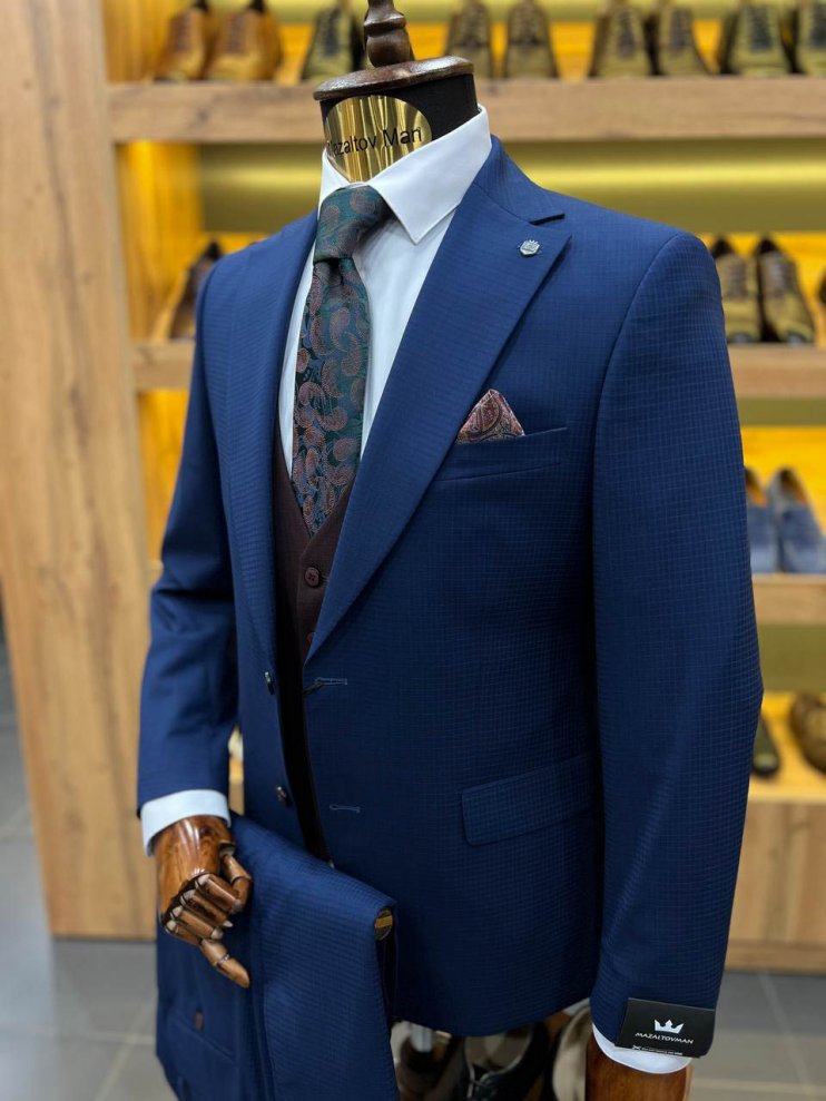 Костюм MAZALTOVMAN 3-ка Premium Синий в клетку