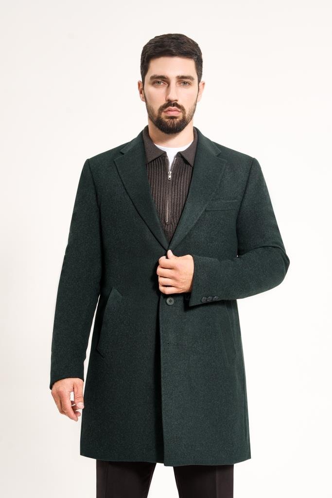 Пальто мужское MAZALTOVMAN Premium Зеленое фактурное