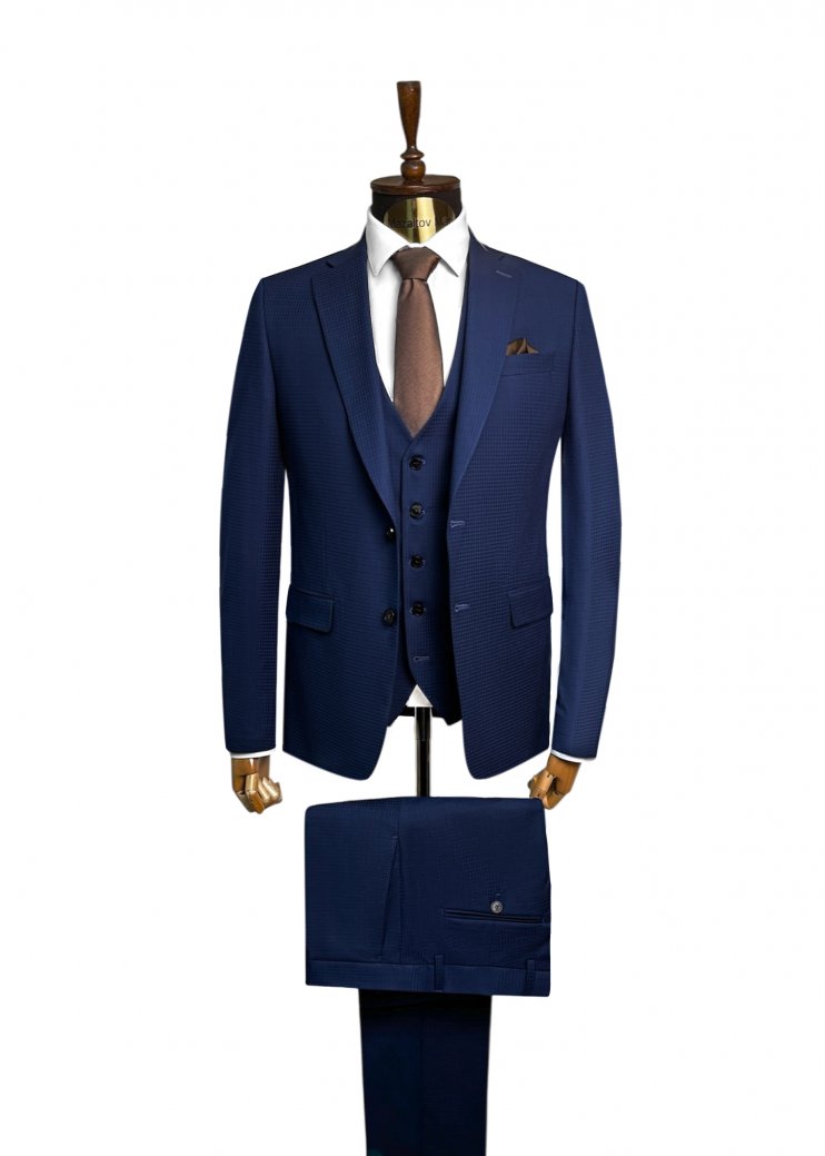 Костюм MAZALTOVMAN 3-ка Premium Синий в зеленую клетку