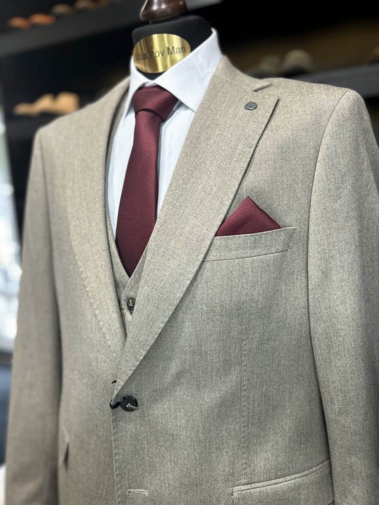 Костюм MAZALTOVMAN 3-ка Premium Бежевый фактурный