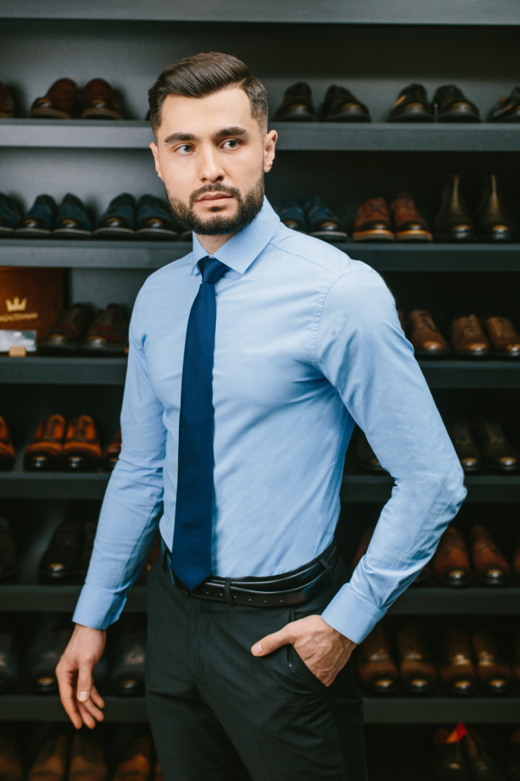 Рубашка мужская MAZALTOVMAN Голубая фактурная