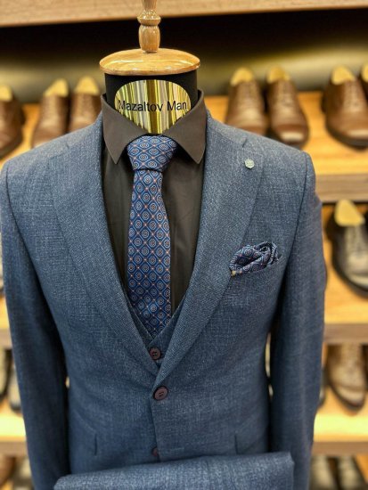 Костюм MAZALTOVMAN 3-ка Premium Синий фактурный