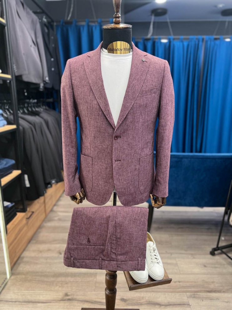 Костюм MAZALTOVMAN 2-ка Premium Лен Бордовый кежуал