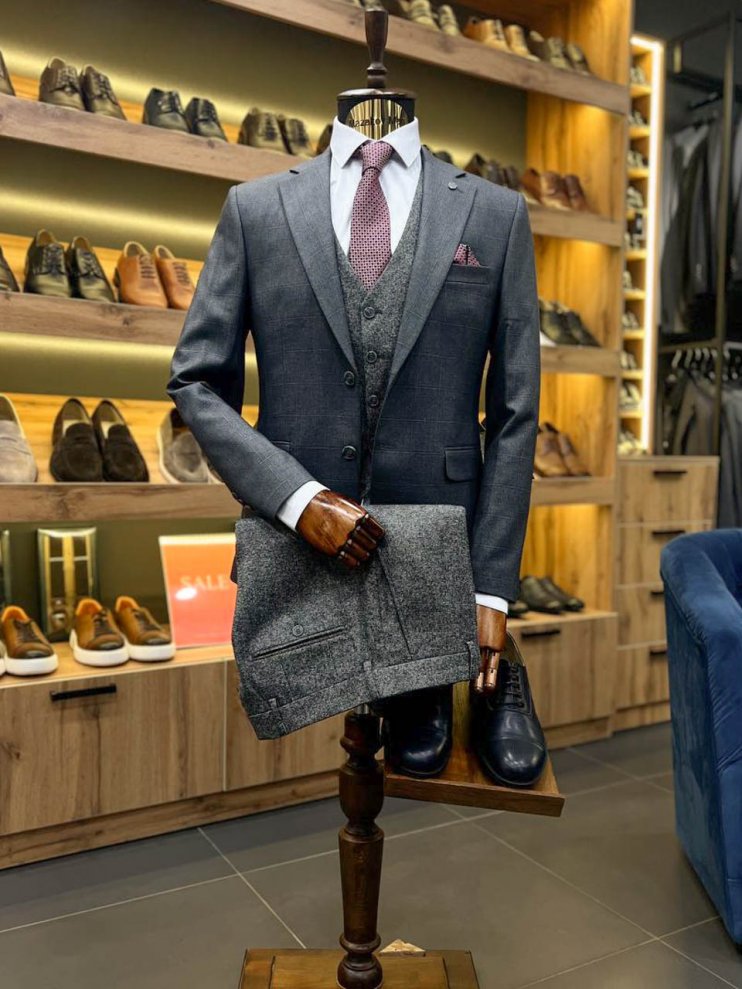 Костюм IBR 3-ка Серый в клетку комбинированный