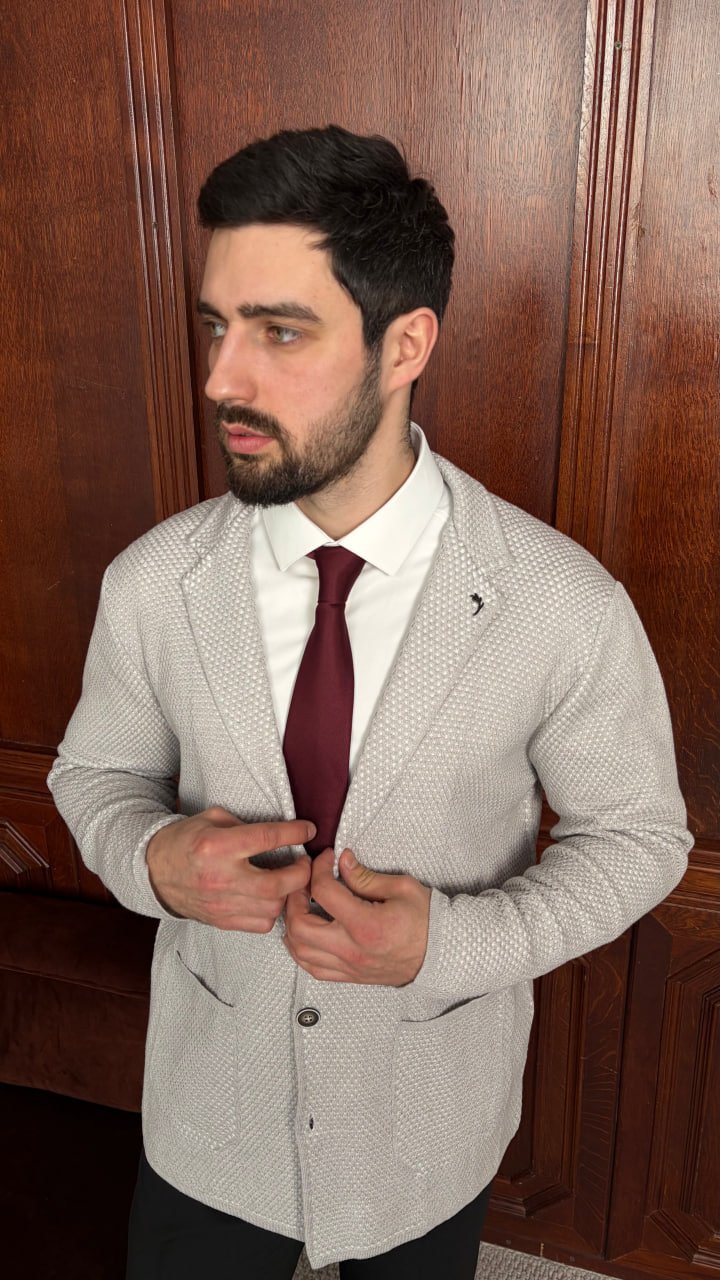 Кардиган AMT Светло-серый фактурный