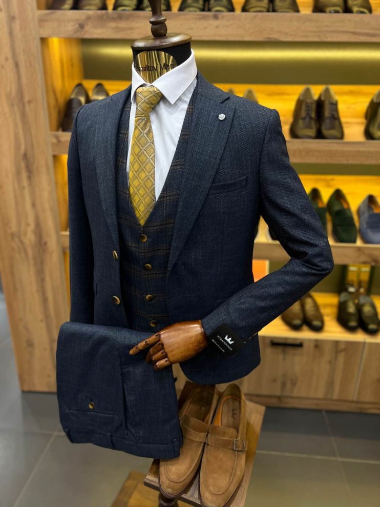 Костюм MAZALTOVMAN 3-ка Premium Синий фактурный комбинированный