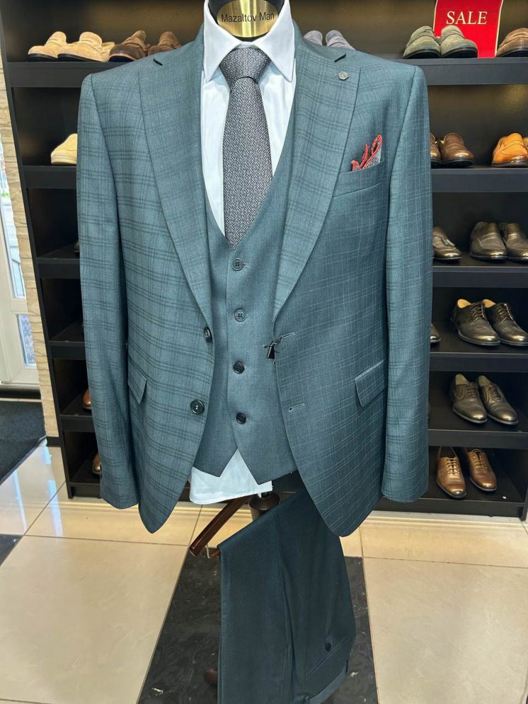 Костюм MAZALTOVMAN 3-ка Premium Зеленый в клетку