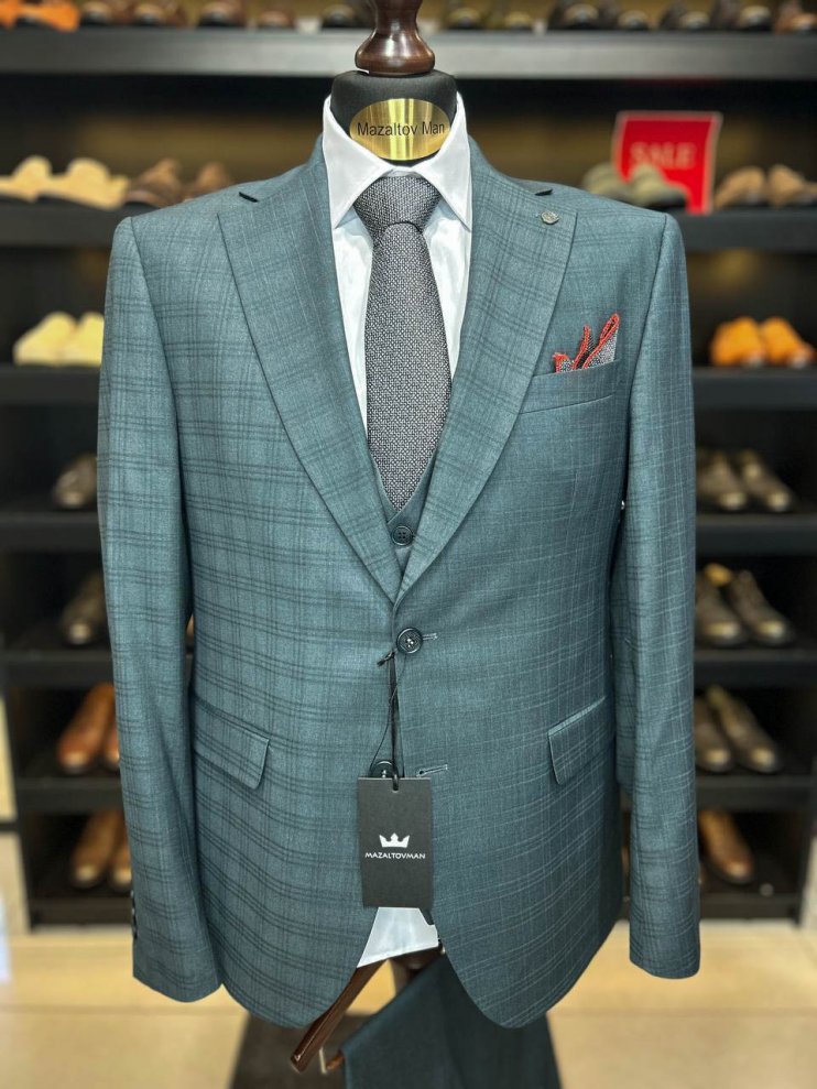 Костюм MAZALTOVMAN 3-ка Premium Зеленый в клетку