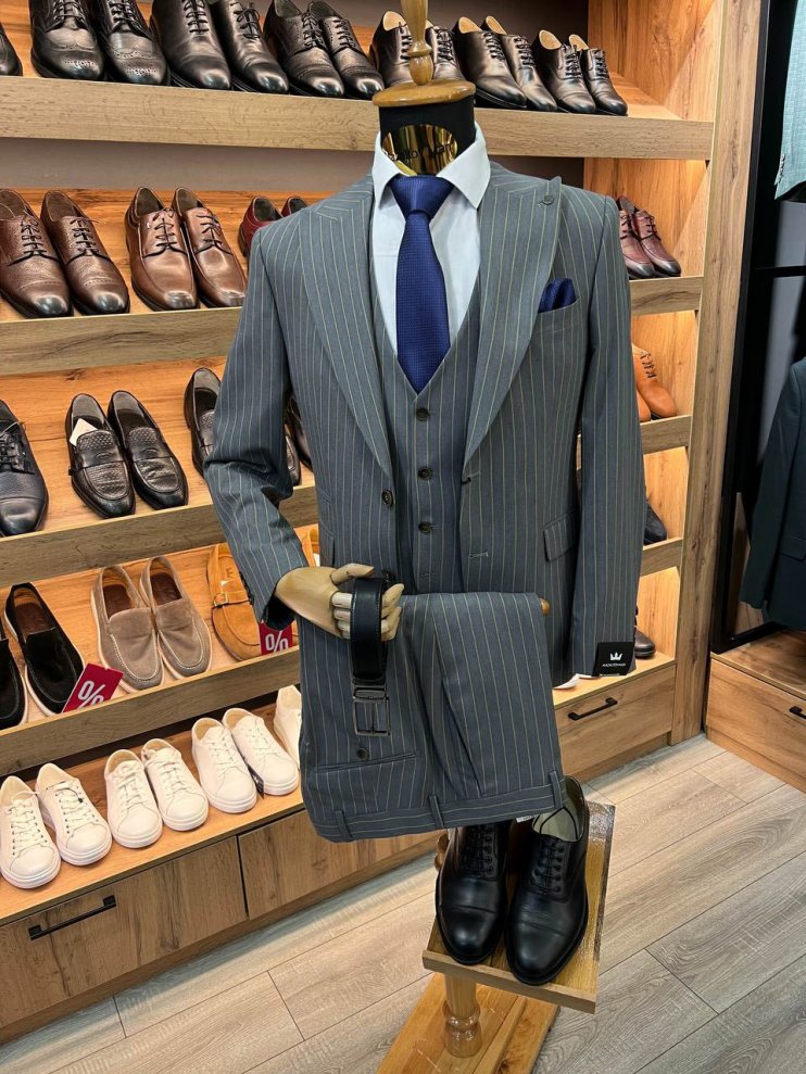 Костюм MAZALTOVMAN 3-ка Premium Серый в полоску