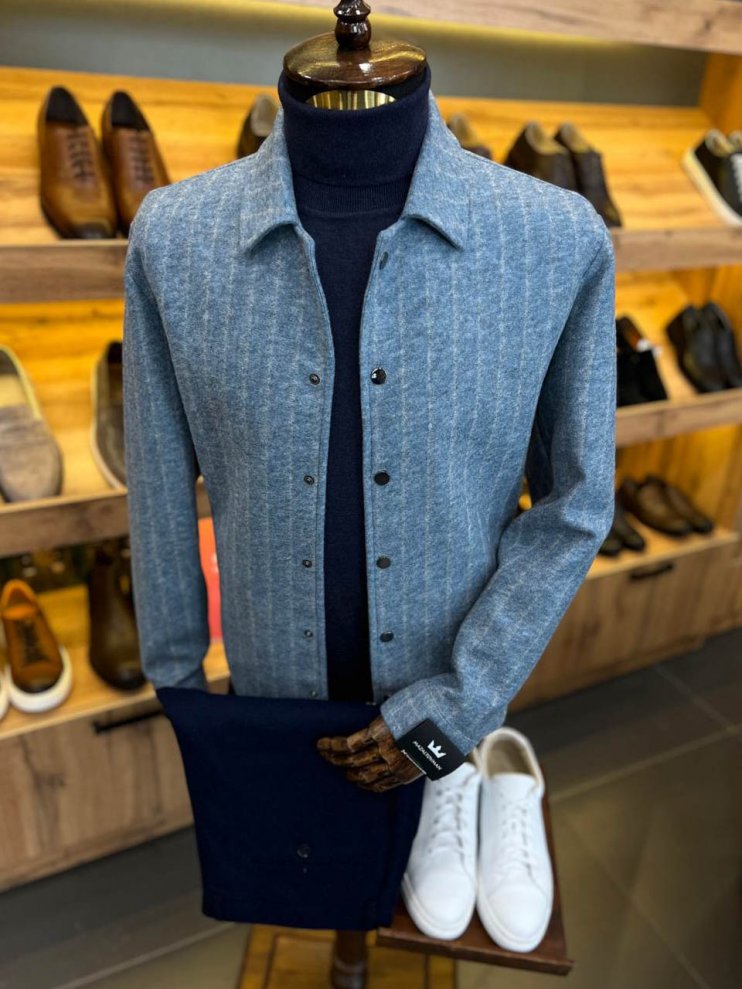 Куртка MAZALTOVMAN Premium Голубая в полоску