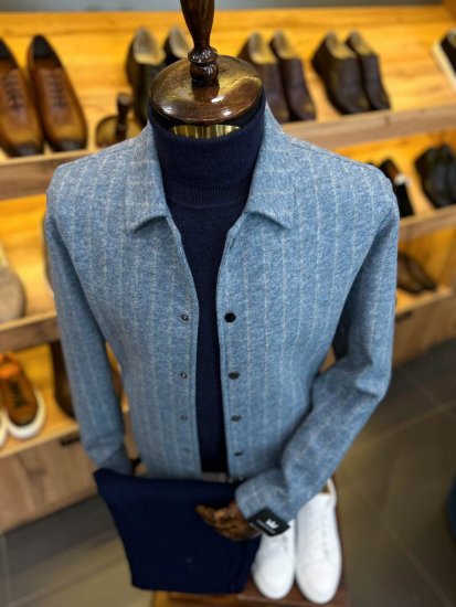 Куртка MAZALTOVMAN Premium Голубая в полоску